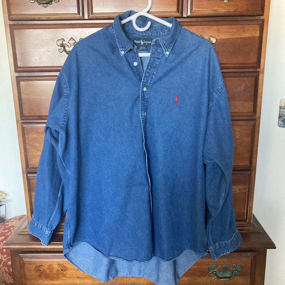 Ralph Lauren Blue Denim Long-Sleeve Button-Down Shirt